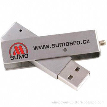 Rotary USB Thumb Drive for Promotion, Silkscreen, Laser Engrave, Epoxy Dome Logo, 1 to 64GB Capacity